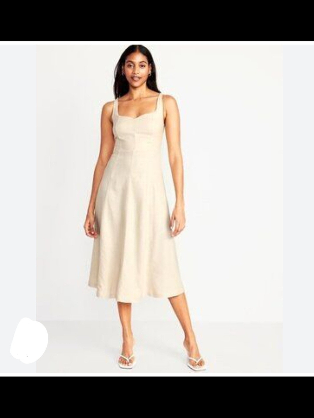 Old Navy Sleeveless Square-Neck Midi Dress in Beige